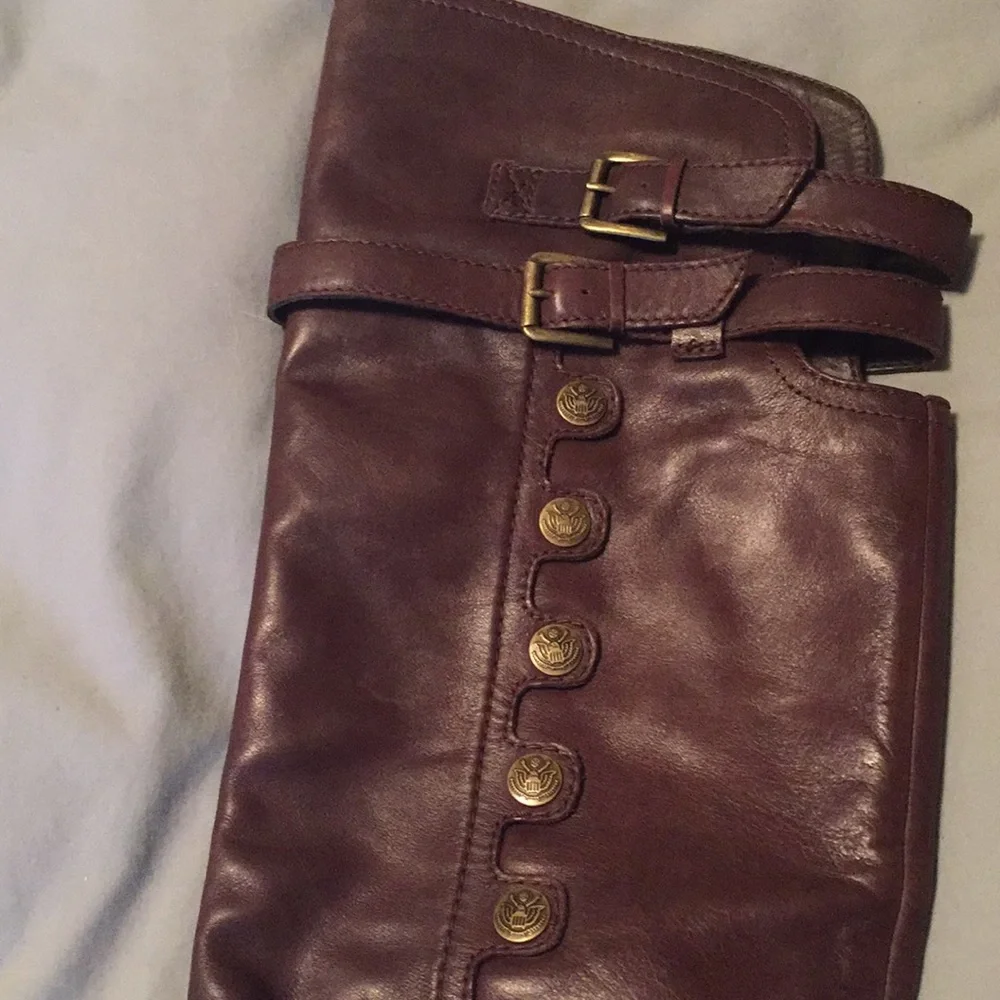Sam Edelman Over-the-Knee Leather Boots in Dark Brown